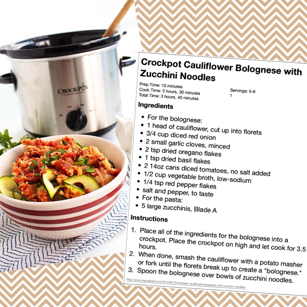 Recipe - Crockpot Cauliflower Bolognese